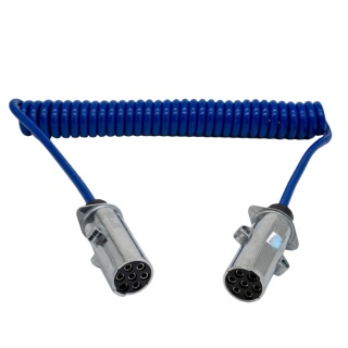 Przewód spiralny niebieski 24V N wtyczka aluminiowa PREMIUM 3,5mb