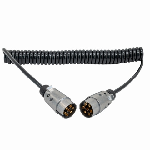 Przewód spiralny wtyczki 12V/7 pin aluminiowe 3,5mb Przewód spiralny wtyczki 12V/7 pin aluminiowe 3,5mb