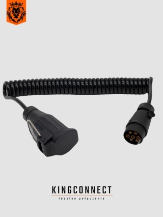 Reduktor spiralny 7 żyłowy wtyczka 12V 7 pin plastikowa + gniazdo do przedłużacza 13pin 4,0mb