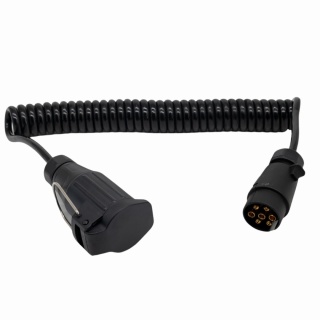 Reduktor spiralny 7 żyłowy wtyczka 12V 7 pin plastikowa + gniazdo do przedłużacza 13pin 4,0mb